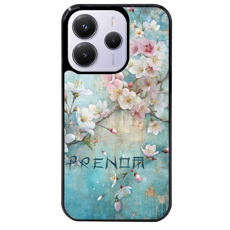 Coque noire taperso pour Redmi Note 14 et PRO PLUS 4G 5G avec motif fleur sakura personnalisee protection antichoc personnalisée