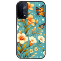 Coque noire taperso pour OPPO A54 et A74 5G avec motif fleur orange protection antichoc personnalisée