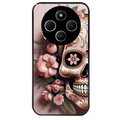 Coque noire taperso pour POCO C75 avec motif tete de mort calavera rose protection antichoc personnalisée