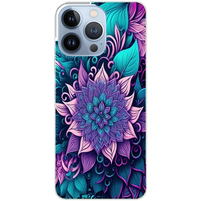 Coque taperso pour Iphone 11 et PRO PRO MAX avec motif tropical mandala et fleur violet protection antichoc personnalisée