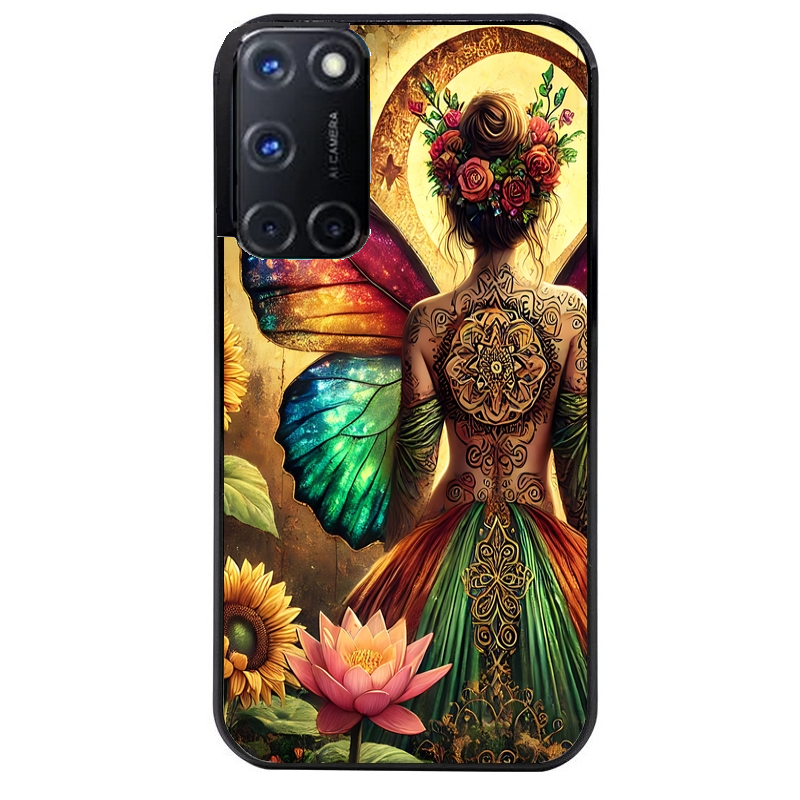 Coque noire taperso pour OPPO Reno 8 LITE avec motif fee et fleurs protection antichoc personnalisée