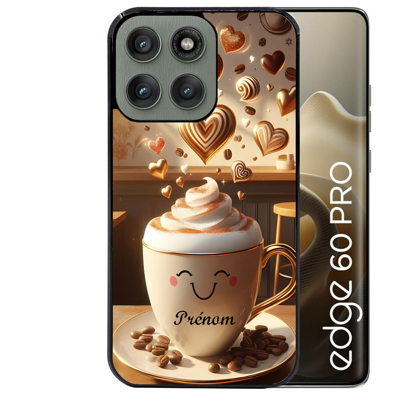 Coque noire taperso pour Moto Edge 60 et Neo Fusion Pro avec motif cafe love morning personnalise protection antichoc personnalisée