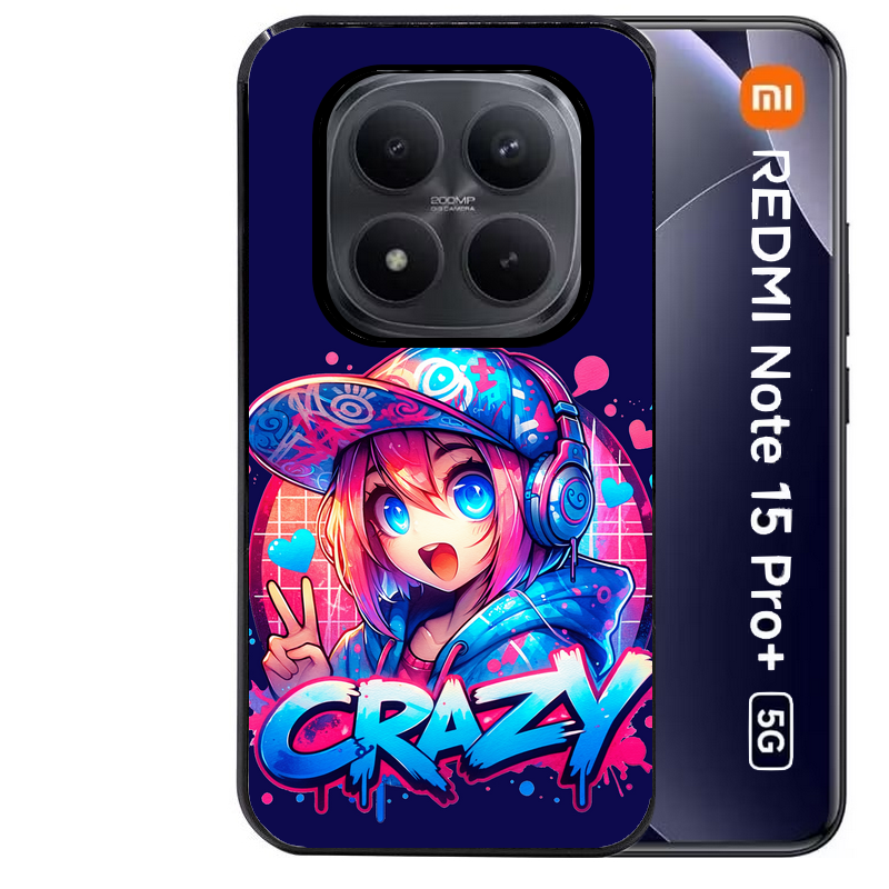 Coque noire taperso pour Redmi Note 15 et PRO PLUS 4G 5G avec motif anime crazy protection antichoc personnalisée