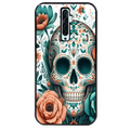 Coque noire taperso pour OPPO Reno 2 et 2Z avec motif mort mexicaine turquoise protection antichoc personnalisée
