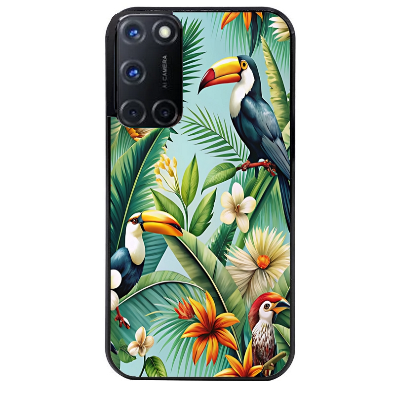 Coque noire taperso pour OPPO Reno 8 LITE avec motif perroquet tropical protection antichoc personnalisée