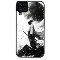 Coque noire taperso pour galaxy A22 A32 A52 A52S 4G 5G  avec motif samourai et lune protection antichoc personnalisée