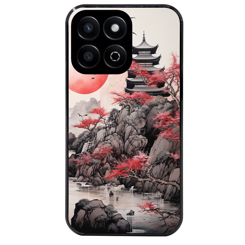 Coque noire taperso pour Honor 70 LITE 90 et LITE avec motif japan et temple protection antichoc personnalisée
