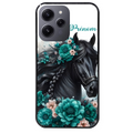 Coque noire taperso pour Redmi 12 4G et 5G avec motif cheval et fleurs personnalisee protection antichoc personnalisée