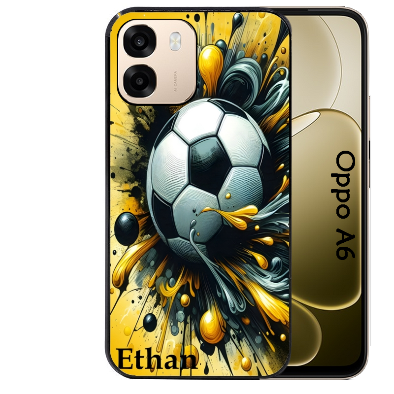 Coque noire taperso pour OPPO A6 A6X 4G et 5G avec motif football personnalisee protection antichoc personnalisée