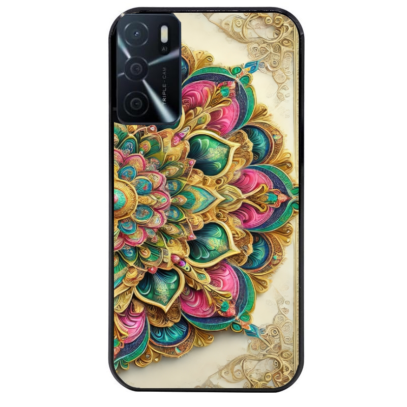Coque noire taperso pour OPPO A16 et A16S avec motif mandala 3 protection antichoc personnalisée