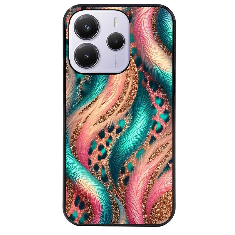 Coque noire taperso pour Redmi Note 14 et PRO PLUS 4G 5G avec motif effet fourrure leopard 2 protection antichoc personnalisée