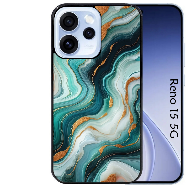 Coque noire taperso pour OPPO Reno 15 et F FS 5G avec motif marbre vert protection antichoc personnalisée