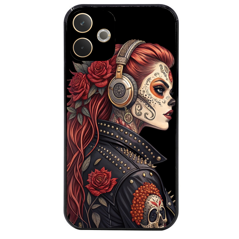 Coque noire taperso pour OPPO A5 PRO 4G et 5G avec motif tete de mort rock protection antichoc personnalisée
