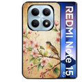 Coque noire taperso pour Redmi Note 15 et PRO PLUS 4G 5G avec motif fleur et colibri protection antichoc personnalisée