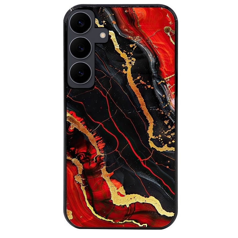 Coque noire taperso pour galaxy A07 A17 A27 A37 A57 avec motif marbre rouge protection antichoc personnalisée