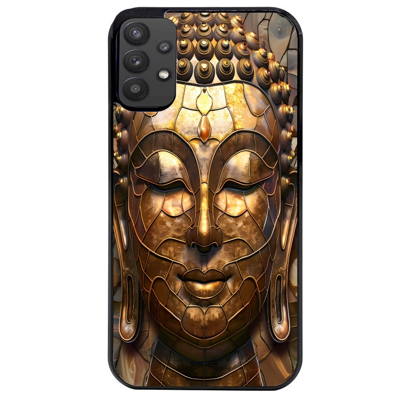 Coque noire taperso pour galaxy A22 A32 A52 A52S 4G 5G  avec motif bouddha et mosaique protection antichoc personnalisée