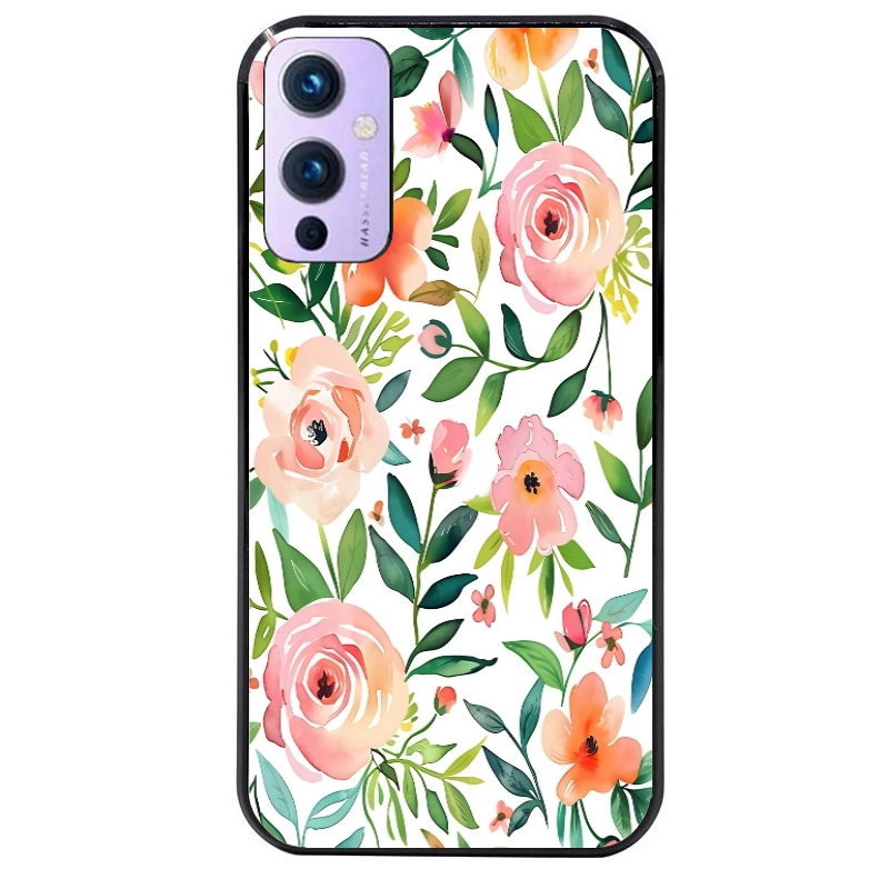 Coque noire taperso pour OnePlus 9 et 9 PRO avec motif fleur des champs protection antichoc personnalisée