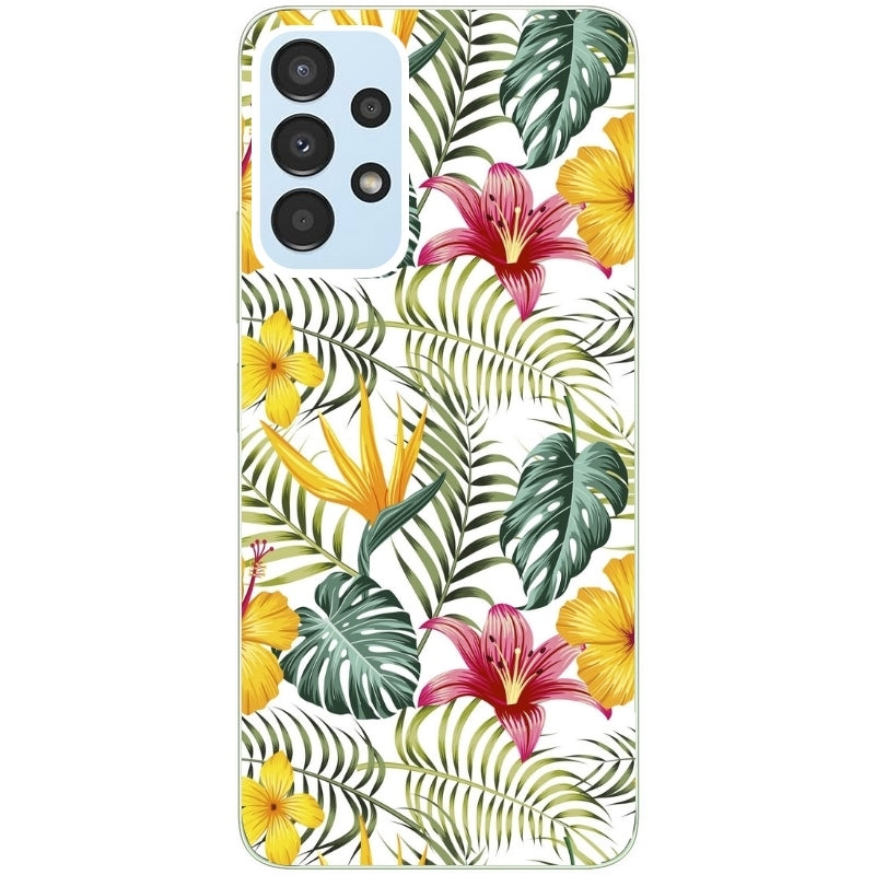 Coque taperso pour Galaxy A13 4G et 5G A23 A53 avec motif jungle et fleur hibiscus protection antichoc personnalisée
