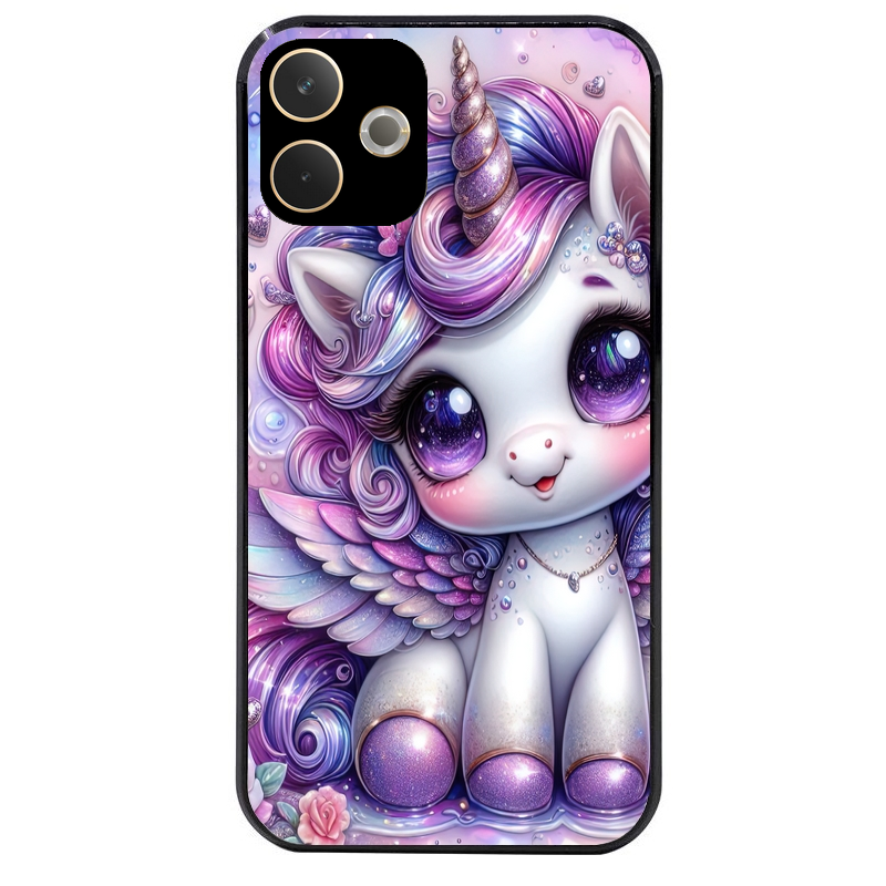 Coque noire taperso pour OPPO A5 PRO 4G et 5G avec motif licorne violette protection antichoc personnalisée