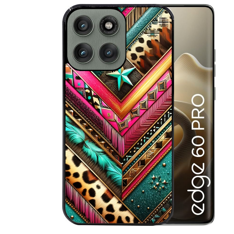 Coque noire taperso pour Moto Edge 60 et Neo Fusion Pro avec motif chevron texas protection antichoc personnalisée