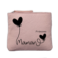 Porte monnaie personnalisé motif maman ballon rose clair en feutrine en feutrine
