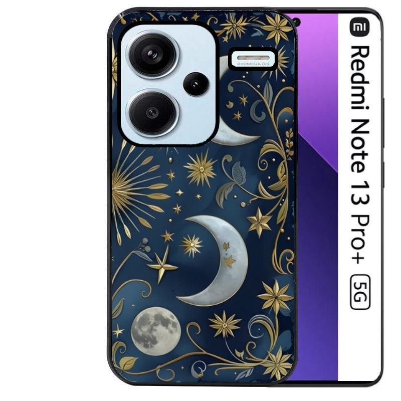 Coque noire taperso pour Redmi Note 13 PRO PLUS 5G avec motif lune astre protection antichoc personnalisée