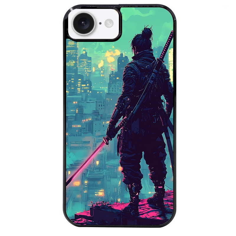 Coque noire taperso pour Iphone 16 16E PLUS MAX PRO avec motif samourai new york protection antichoc personnalisée