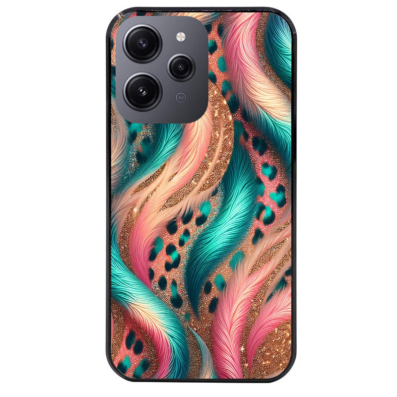 Coque noire taperso pour Redmi 12 4G et 5G avec motif effet fourrure leopard 2 protection antichoc personnalisée