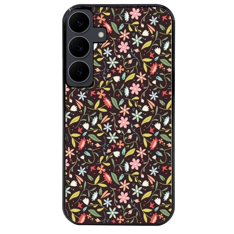 Coque noire taperso pour galaxy A06 A16 A26 A36 A56 avec motif petites feurs multicolores protection antichoc personnalisée
