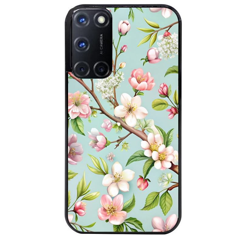Coque noire taperso pour OPPO Reno 8 LITE avec motif fleur de printemps protection antichoc personnalisée