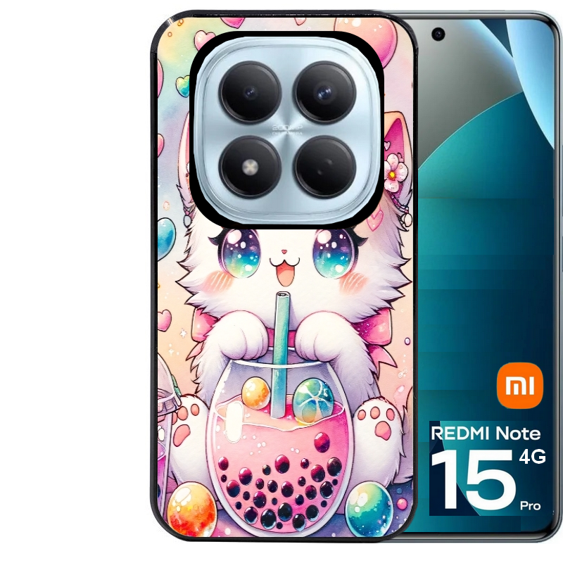 Coque noire taperso pour Redmi Note 15 et PRO PLUS 4G 5G avec motif chat bubble style manga protection antichoc personnalisée