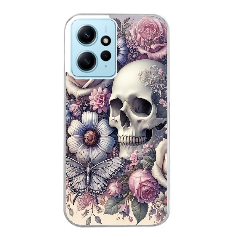 Coque taperso pour Redmi Note 12 4G 5G PRO 4G avec motif tete de mort pastel protection antichoc personnalisée