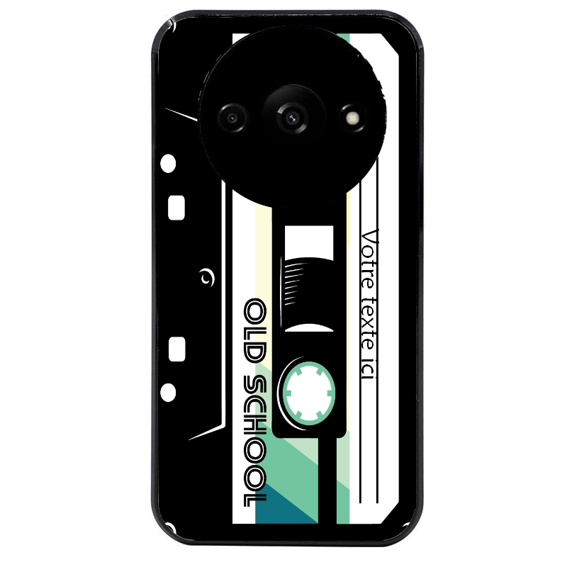 Coque noire taperso pour Redmi A3 personnalisable avec motif cassette vintage protection antichoc personnalisée