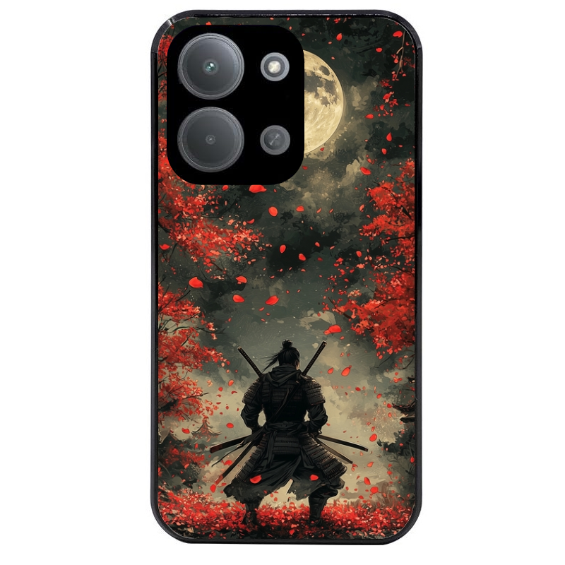 Coque noire taperso pour POCO C85 avec motif samourai et katana protection antichoc personnalisée