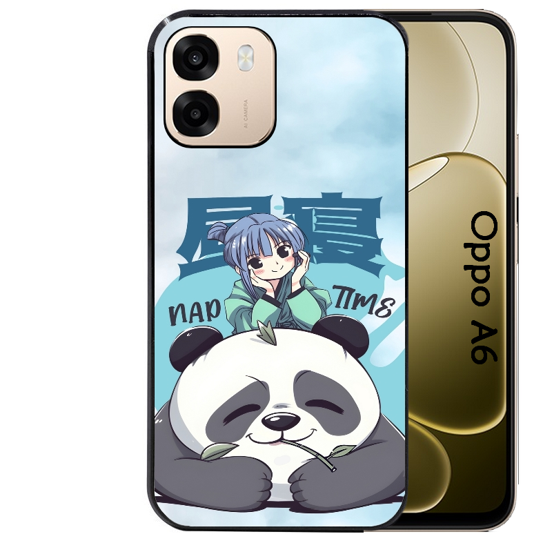 Coque noire taperso pour OPPO A6 A6X 4G et 5G avec motif panda anime protection antichoc personnalisée