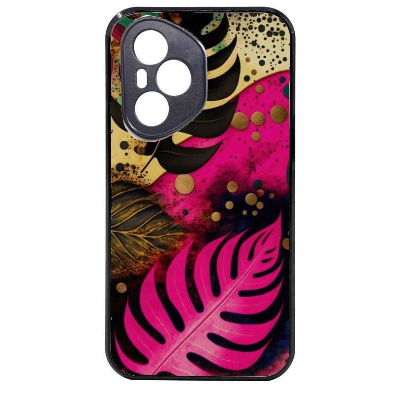Coque noire taperso pour Honor 400 et Lite Pro Smart avec motif tropical rose et des fleurs protection antichoc personnalisée