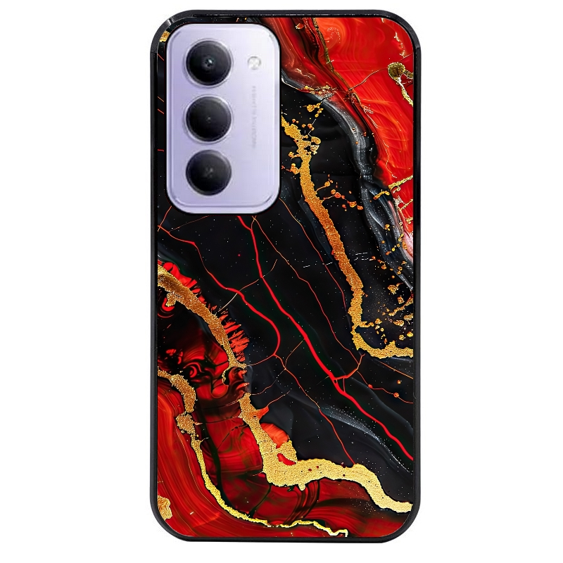Coque noire taperso pour Redmi 15 4G et 5G avec motif marbre rouge protection antichoc personnalisée