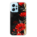 Coque taperso pour POCO X5 5G avec motif fleur rouge avec prenom protection antichoc personnalisée