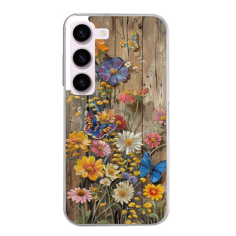 Coque taperso pour galaxy S23 et PLUS ULTRA FE avec motif bois et papillon 1 protection antichoc personnalisée