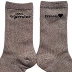 Chaussettes personnalisée paillettes bronze motif marraine 100%