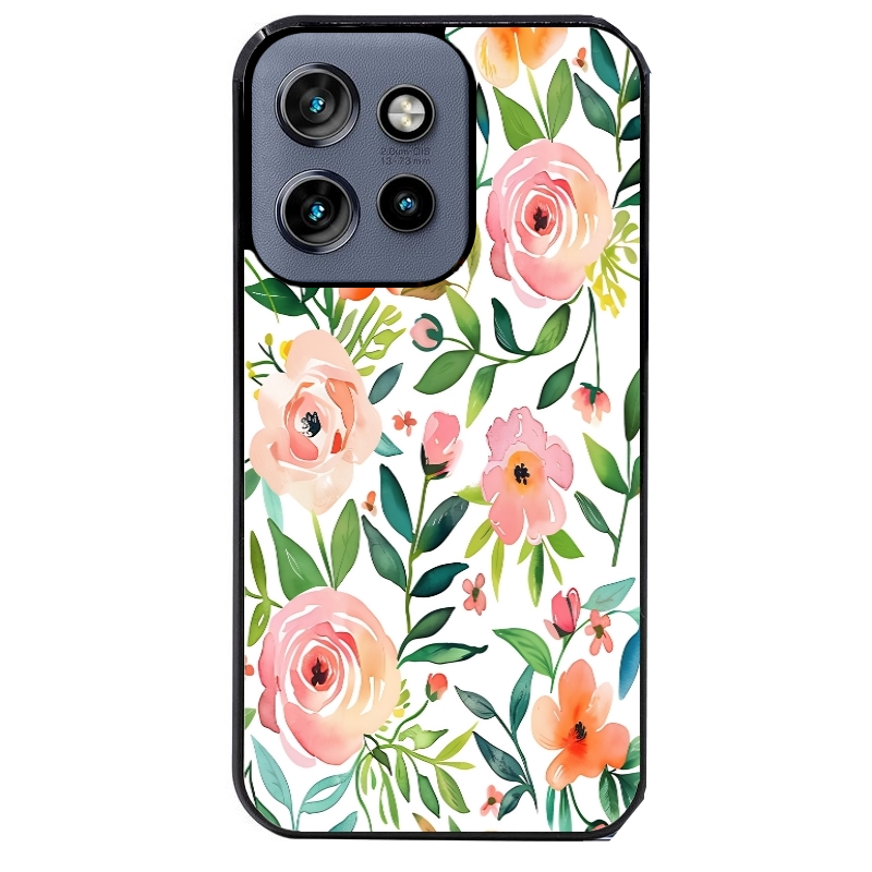 Coque noire taperso pour Moto Edge 60 et Neo Fusion Pro avec motif fleur des champs protection antichoc personnalisée