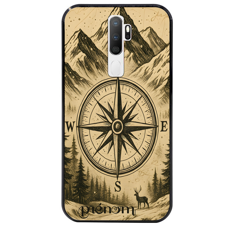 Coque noire taperso pour OPPO A5 A9 2020 avec motif voyage et boussole protection antichoc personnalisée