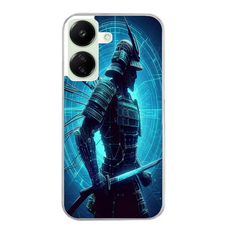 Coque taperso pour POCO C65 4G avec motif samourai bleu protection antichoc personnalisée
