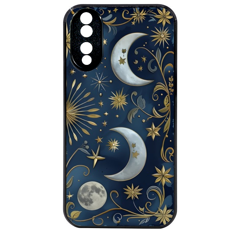 Coque noire taperso pour Honor 70 LITE 90 et LITE avec motif lune et etoile protection antichoc personnalisée