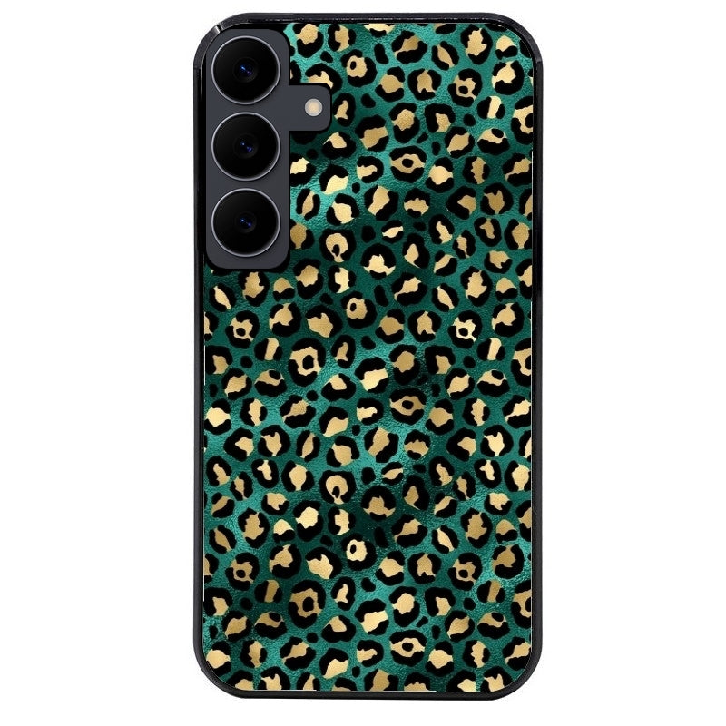 Coque noire taperso pour galaxy Z Fold 6 et 7 avec motif leopard vert protection antichoc personnalisée