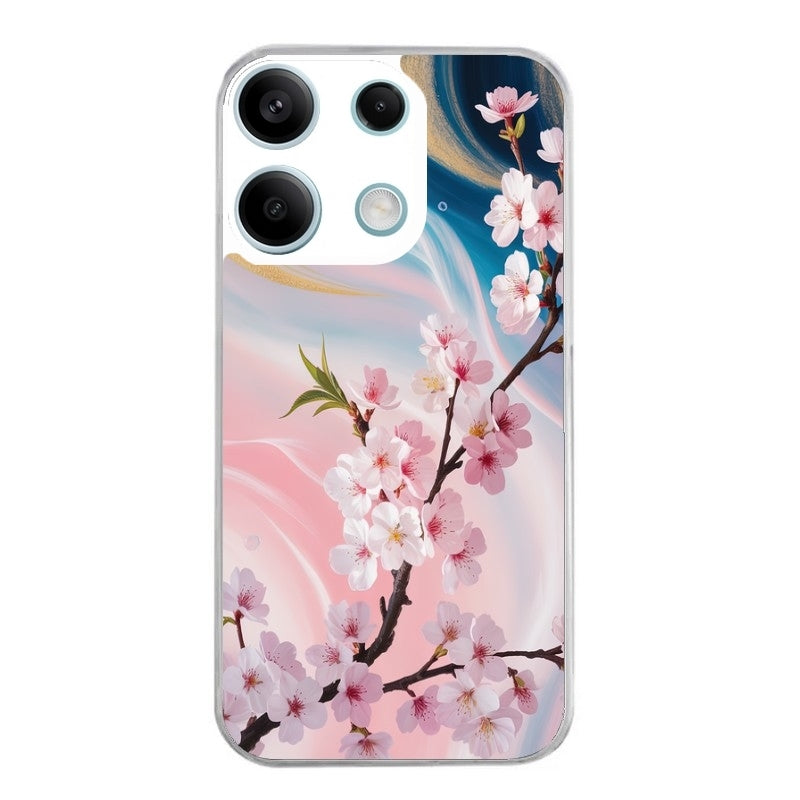 Coque taperso pour POCO M6 PRO 4G avec motif marbre fleur cerisier protection antichoc personnalisée