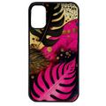 Coque noire taperso pour Moto E13 E14 E15 avec motif tropical rose et des fleurs protection antichoc personnalisée