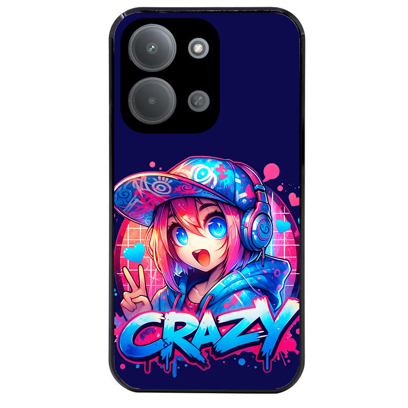 Coque noire taperso pour POCO C85 avec motif anime crazy protection antichoc personnalisée