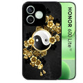Coque noire pour Honor 600 LITE avec motif yin yang et fleur protection antichoc personnalisée