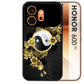 Coque noire taperso pour Honor 600 et 600 PRO avec motif yin yang et fleur protection antichoc personnalisée